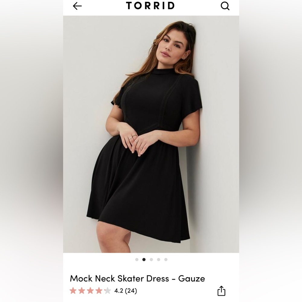 Mock Neck Skater Dress-Gauze